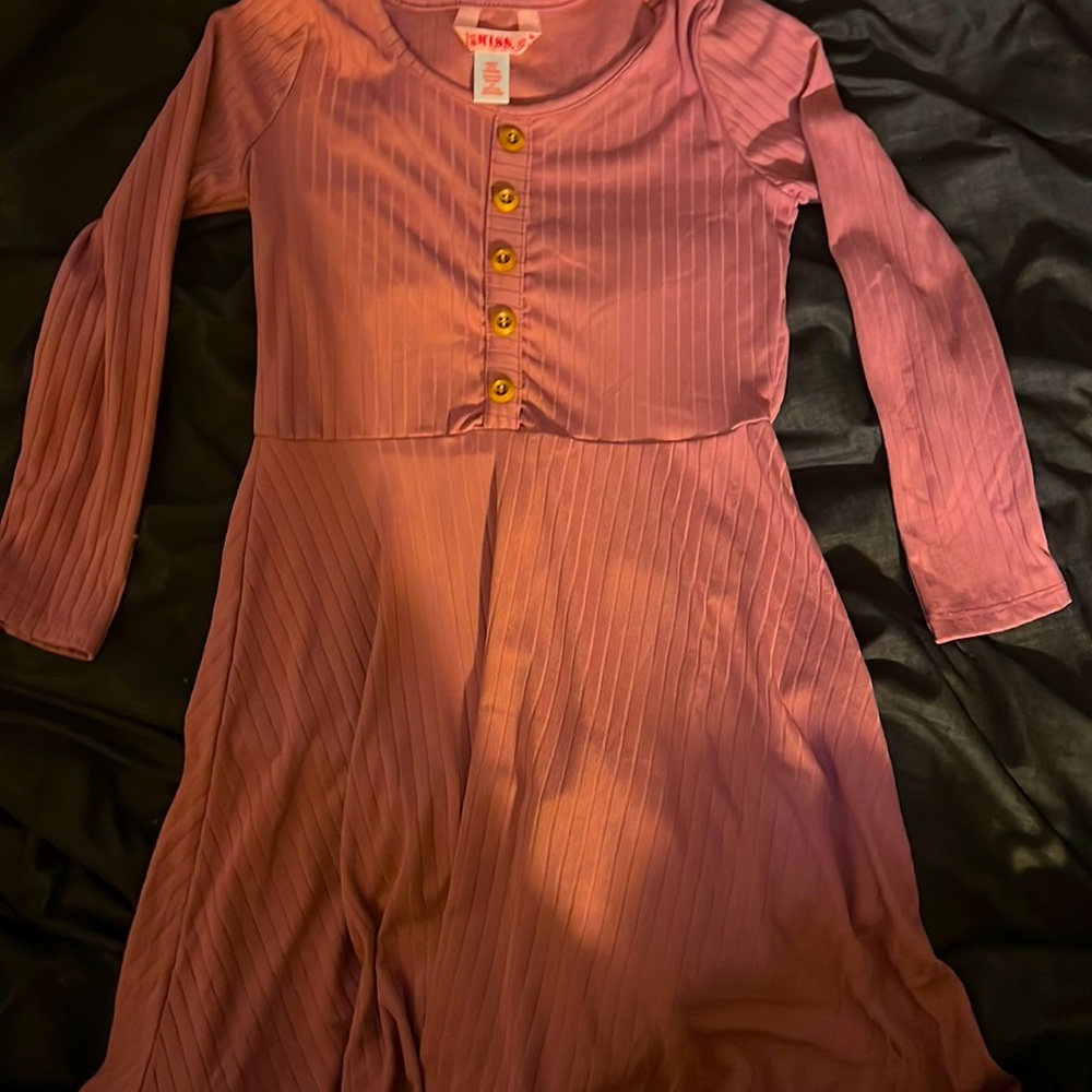 Like New, Girls 1st Kiss Brand, SZ 10/12, Ribbed, Pink, Long, Cotton Dress/Top